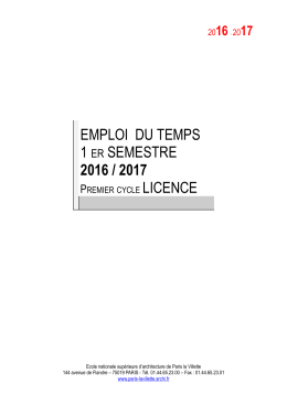 Licence - Ecole Nationale Supérieure d`Architecture de Paris La