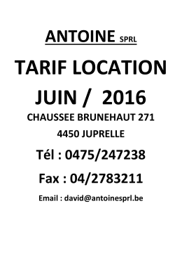 Tarifs - Juprelle Antoine