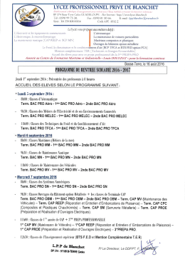 Page 1 LYCEE PROFESSIONNEL PRIVE DE BLANCHET