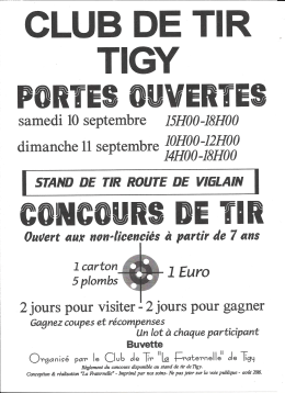 Portes ouvertes le 10 et 11 septembre 2016, 1€ le carton, pour
