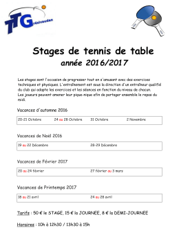 Stages - Tennis de Table du Grésivaudan