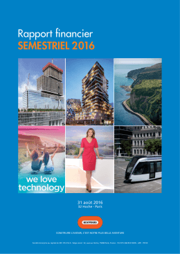 Rapport financier SEMESTRIEL 2016