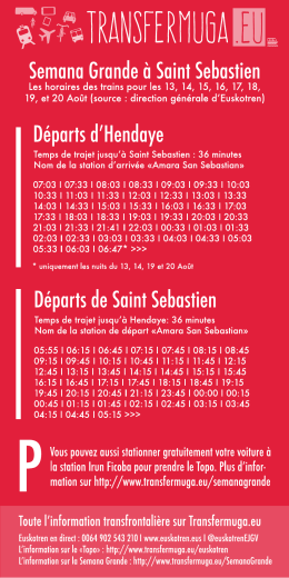 Pour l`ensemble des trajets concernés par le Topo