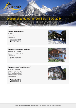 Résultat de la recherche en PDF - Office de Tourisme de Bernex