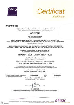 Page 1 Certificat Certificate AFNOR CERTIFICATI0№ Nº 2014