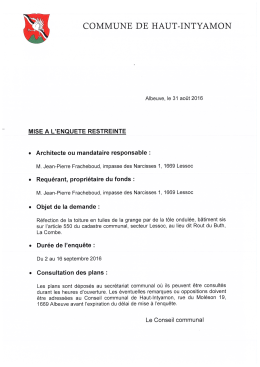 Proc&eacute;dure simplifi&eacute;e 2 - Commune de Haut