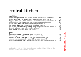 Winelist - Central Kitchen
