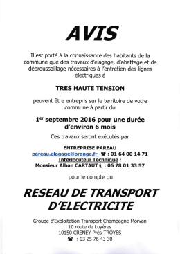 Reseau de trransport d`&eacute;l&eacute;ctricit&eacute;