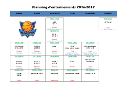 Planning d`entraînements 2016-2017