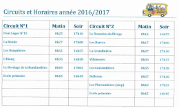 Page 1 Circuits et Horaires année 2016/2017 – Circuit Nº1 -