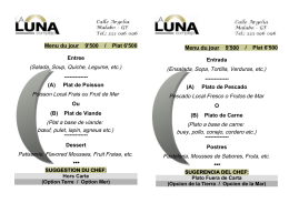Menu du jour - Complejo La Luna Malabo
