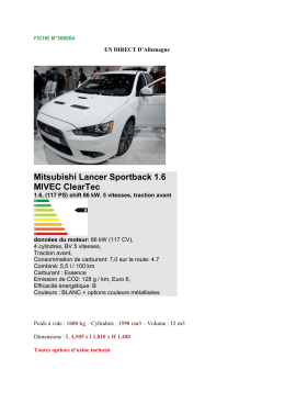 Mitsubishi Lancer Sportback 1.6 MIVEC ClearTec 1.6, (117 PS)