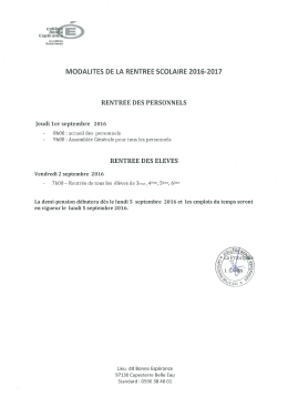 Page 1 Espē::::::: - , MODALITES DE LA RENTREE SCOLAIRE 2016