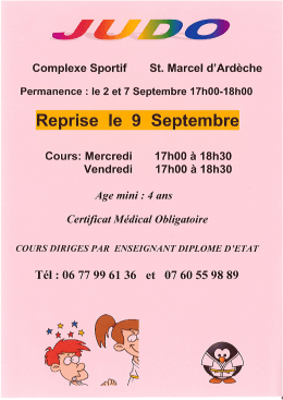 Page 1 Complexe Sportif St. Marcel d`Ardèche Permanence : le 2 et