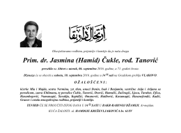 Prim. dr. Jasmina (Hamid) Čukle, rođ. Tanović