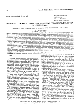 Page 1 22 Vojvodić S. Distribucija humanih limfocitnih antigena