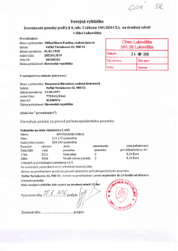 Zverejnenie ponuky na &uacute;radnej tabuli.