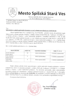 Informácia o začatí konania, kde môžu byť dotknuté záujmy ochrany