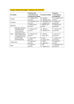 Pr&aacute;zdniny v &scaron;kolskom roku 2016