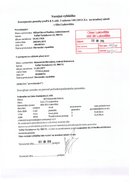 Zverejnenie ponuky na &uacute;radnej tabuli.