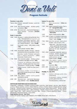 Page 1 Program festivala Četvrtak, 8. rujna 2016. Subota, 10. rujna