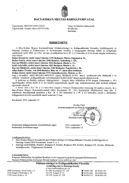 Page 1 BÁCS-KISKUN MEGYEI KORMÁNYHIVATAL Ügyiratszám