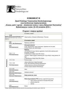 Zjazd PTD w Bolestraszycach – Komunikat III