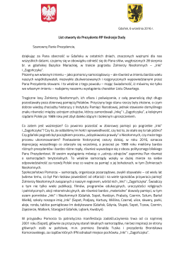 List otwarty do Prezydenta RP Andrzeja Dudy