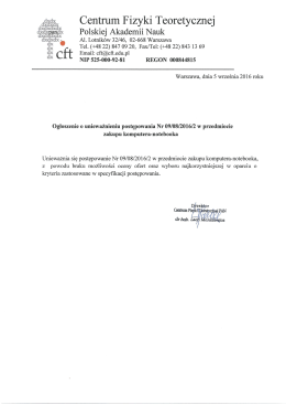 Więcej - Centrum Fizyki Teoretycznej PAN