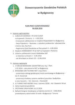 Plan pracy O/SGP Bydgoszcz na rok 2016
