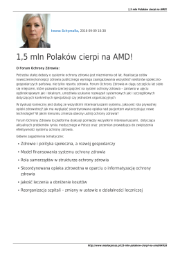 MedExpressPL-1,5 mln Polaków cierpi na AMD!