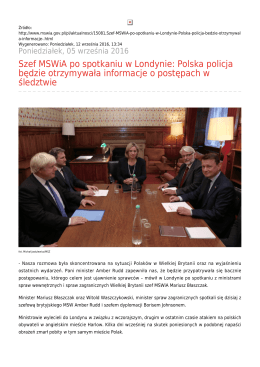 Szef MSWiA po spotkaniu w Londynie: Polska policja będzie