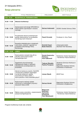 Program pierwszego dnia konferencji Środowiska