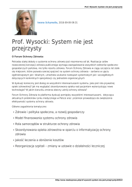 MedExpressPL-Prof. Wysocki: System nie jest przejrzysty