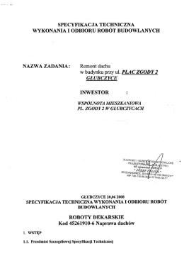 SPECYFIKACJA TECHNICZNA WYKONANIA I ODBIORU ROB&Oacute;T