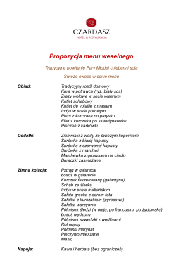 Propozycja menu weselnego