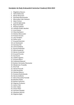 lista kandydatów do Rady Krakowskich Seniorów