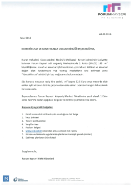 Page 1 FORUM KAYSERİ İ Y İ A L 1 S V E R İ S 05.09.2016 Sayı: 0010