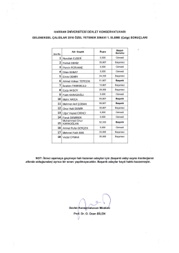 2016-2017 Devlet Konservatuvarı &Ouml;zel Yetenek Sınav Sonu&ccedil;ları