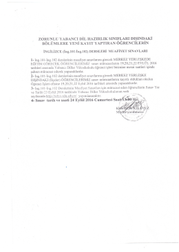 (iNG101-İNG102) MUAFİYET SINAVI DUYURUSU