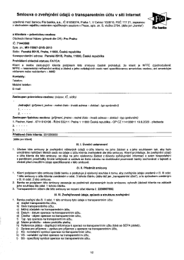 Transparentní volební účet Fio banka, a.s. - Smlouva