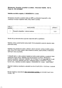 Výběrové řízení na prodej movitého majetku