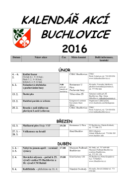 kulturní kalendář buchlovic na rok 2016