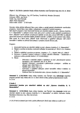 Zápis a usnesení RM č.23 z 22.8.2016