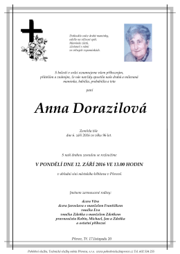 Anna Dorazilová - Pohřební služba Přerov