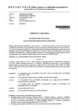 Veřejná vyhláška - Opatření obecné povahy