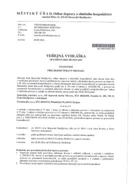 Veřejná vyhláška - stanovení přechodné úpravy