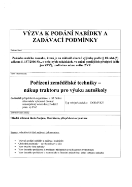 Pořízení zemědělské techniky - nákup traktoru pro výuku autoškoly.