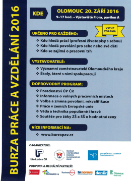Burza pr&aacute;ce a vzděl&aacute;v&aacute;n&iacute; 2016