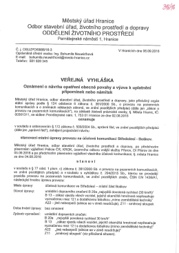 Veřejná vyhláška- Oznámení o návrhu opatření